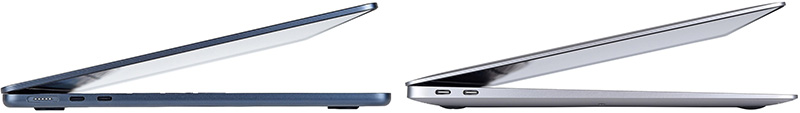 De MacBook Air 2022 M2 heeft een MagSafe-aansluiting. Die is niet aanwezig bij de MacBook Air 2020 M1.